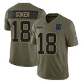 Rebec C.Panthers #18 Jalen Coker Player Olive Salute to Service Limited Home Game Stitched Jerseys