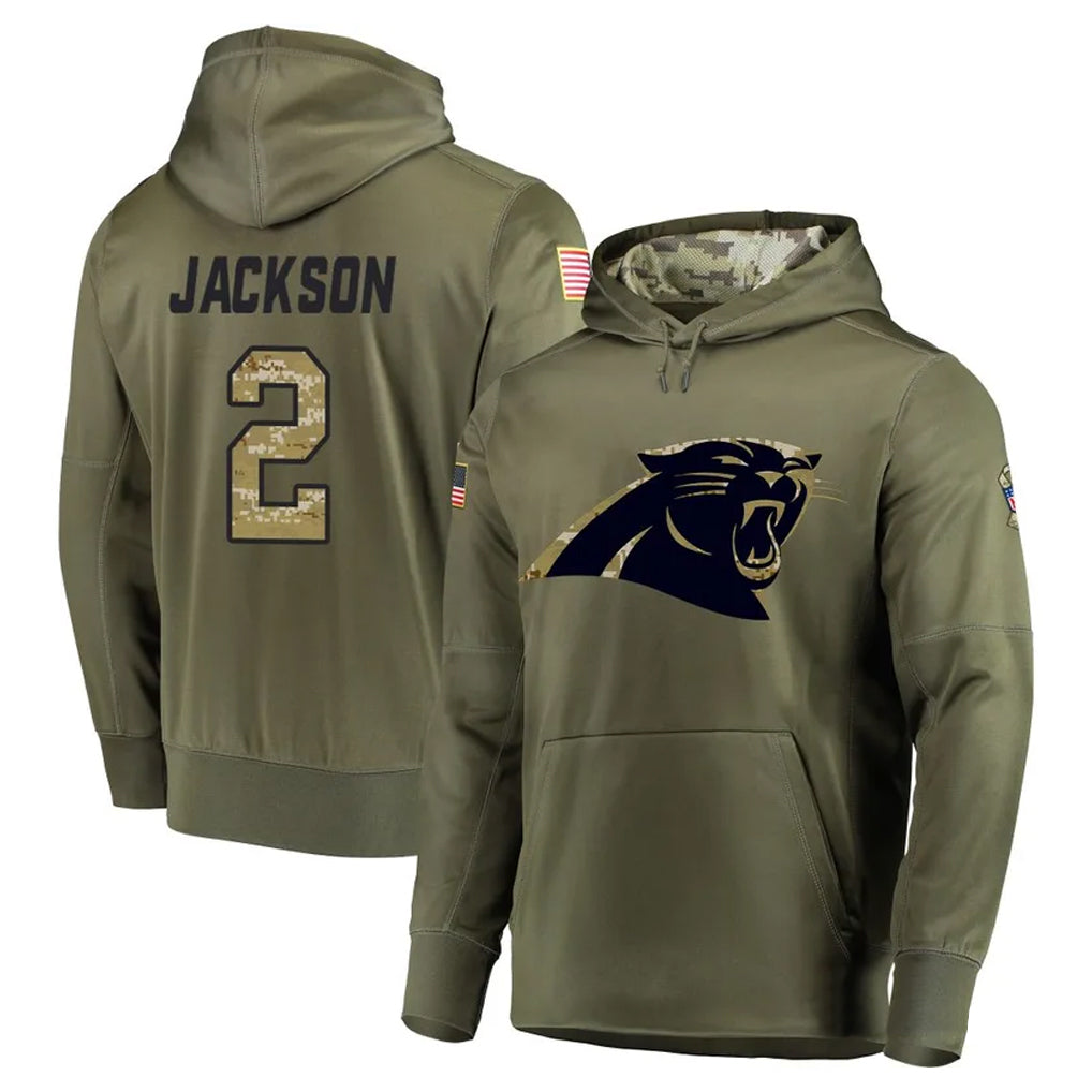 Rebec C.Panthers #2 Michael Jackson Player Olive Salute to Service Hoodies Stitched Jerseys