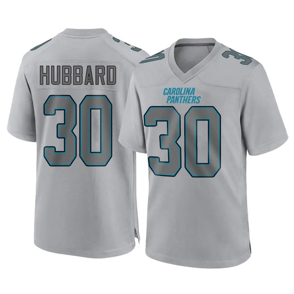Rebec C.Panthers #30 Chuba Hubbard Player Gray Atmosphere Fashion Game Stitched Jerseys