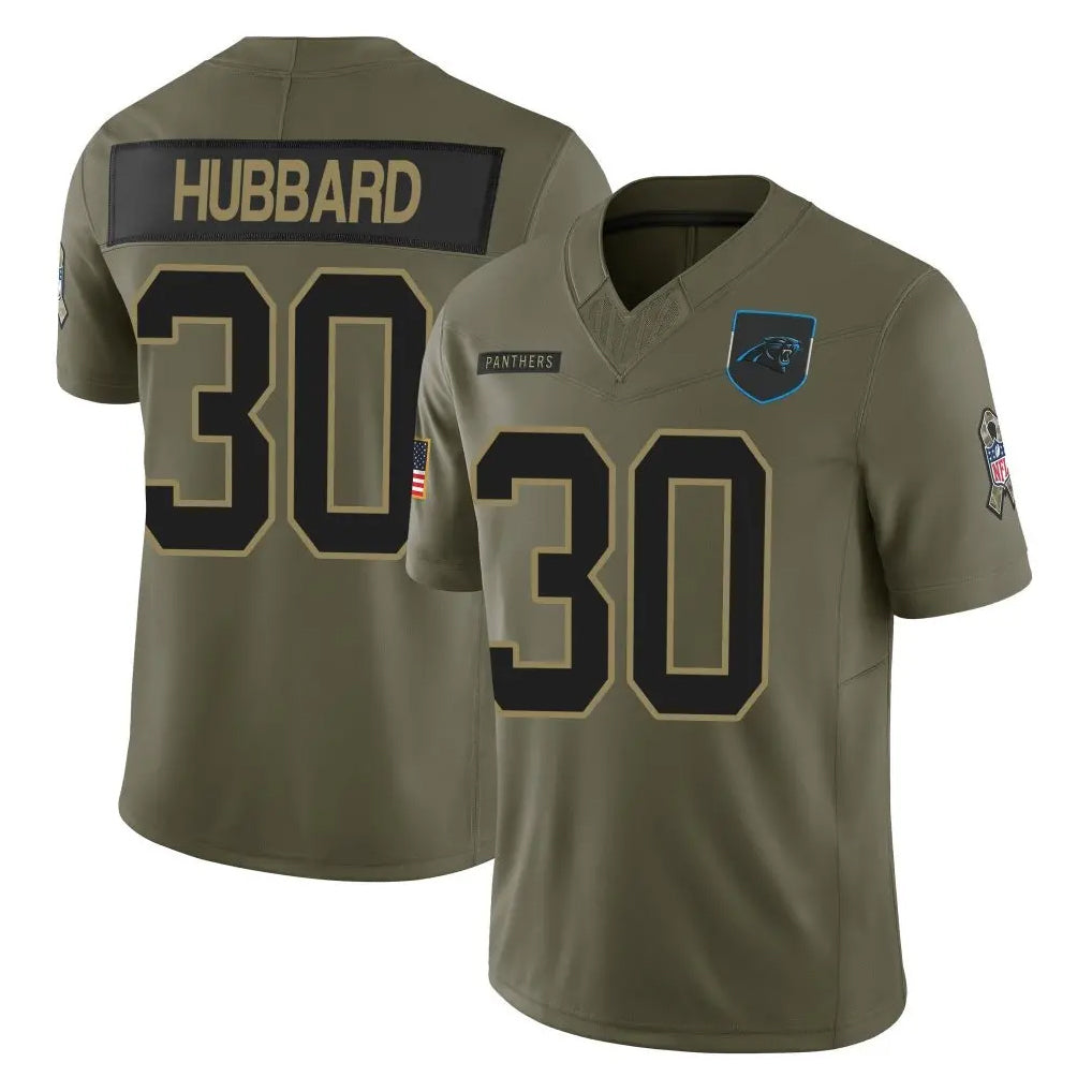 Rebec C.Panthers #30 Chuba Hubbard Player Olive Salute to Service Limited Home Game Stitched Jerseys