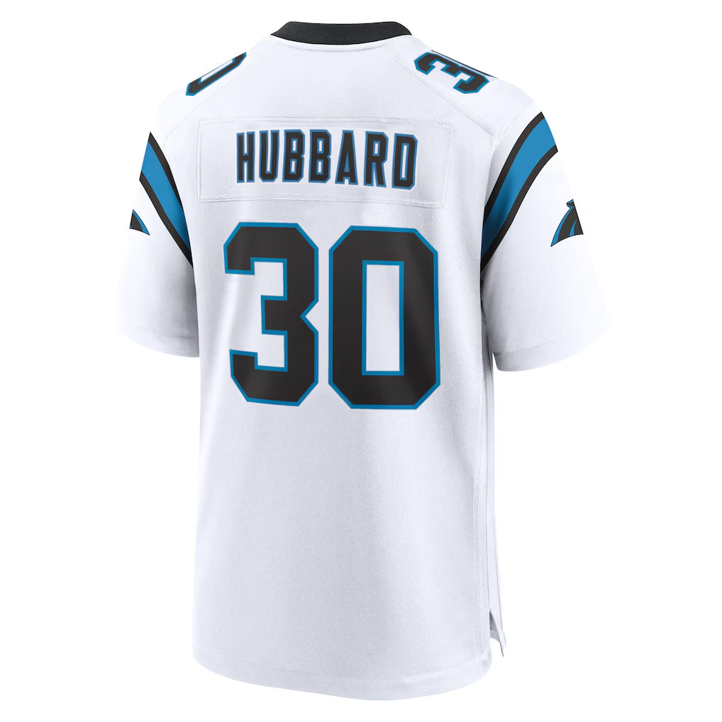 Rebec C.Panthers #30 Chuba Hubbard Player White Home Game Stitched Jerseys