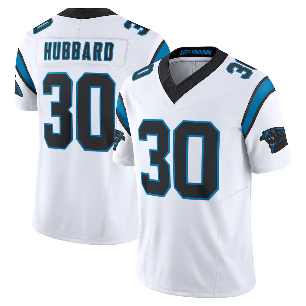 Rebec C.Panthers #30 Chuba Hubbard Player White Vapor F.U.S.E. Limited Home Game Stitched Jerseys