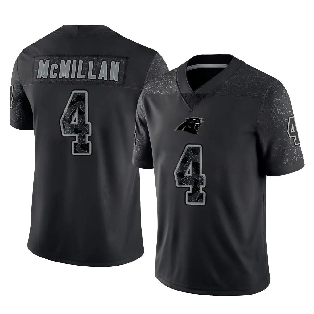 Rebec C.Panthers #4 Tetairoa McMillan Player Black Limited Reflective Game Stitched Jerseys