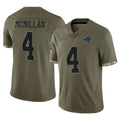 Rebec C.Panthers #4 Tetairoa McMillan Player Olive Salute to Service Game Stitched Jerseys