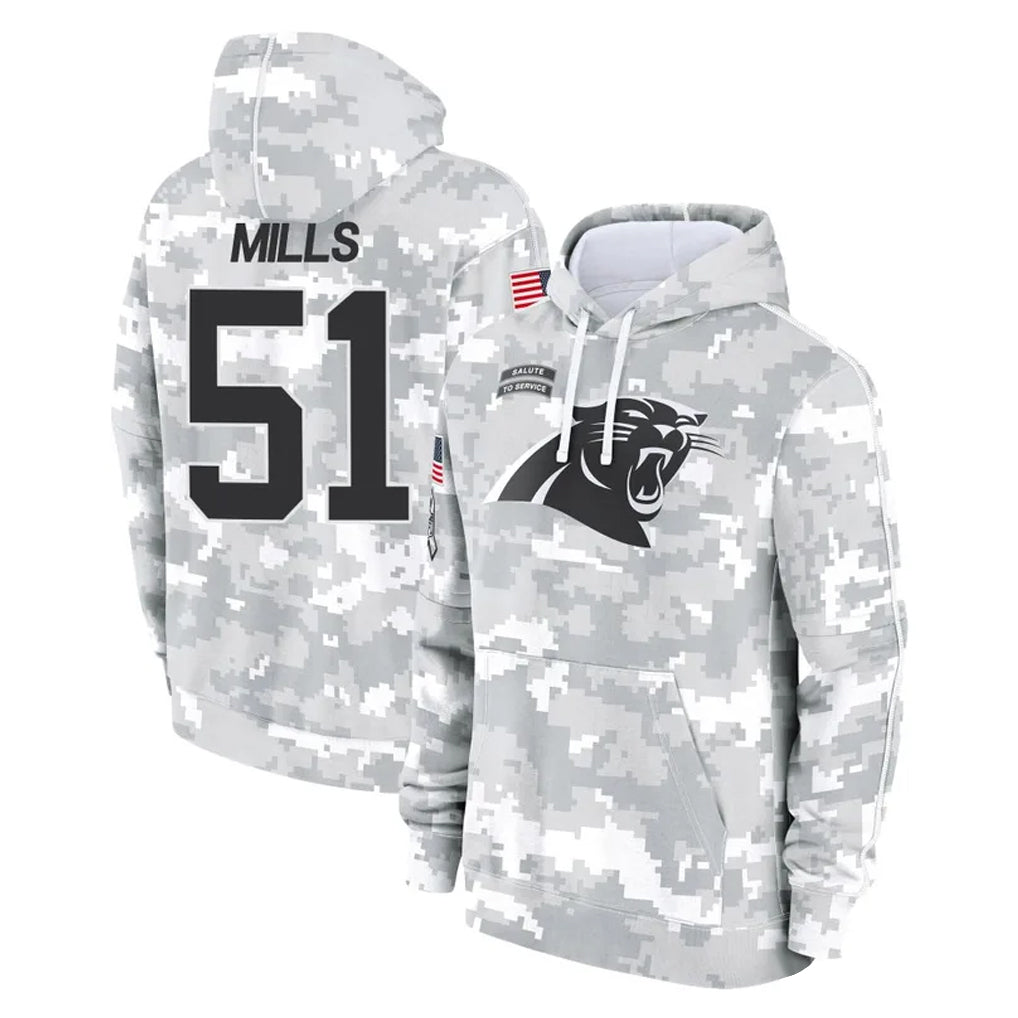 Rebec C.Panthers #51 Sam Mills Player Arctic Camo Salute to Service Pullover Hoodies Limited Game Stitched Jerseys