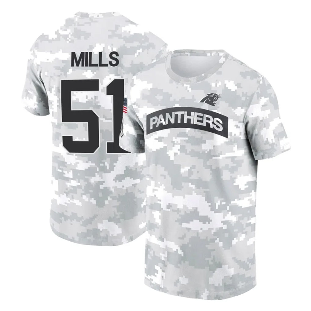 Rebec C.Panthers #51 Sam Mills Player Arctic Camo Salute to Service T-Shirt Hoodies Stitched Jerseys