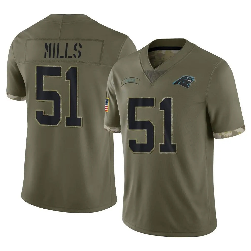 Rebec C.Panthers #51 Sam Mills Player Olive Salute to Service Game Stitched Jerseys