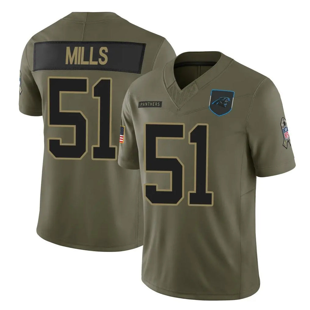 Rebec C.Panthers #51 Sam Mills Player Olive Salute to Service Limited Home Game Stitched Jerseys