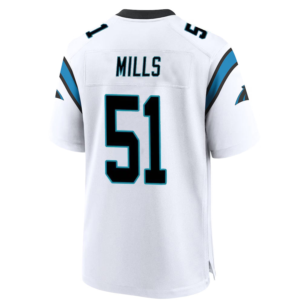 Rebec C.Panthers #51 Sam Mills Player White Home Game Stitched Jerseys