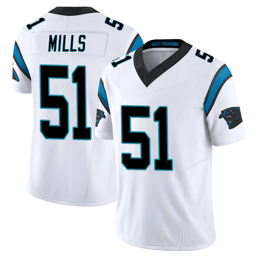 Rebec C.Panthers #51 Sam Mills Player White Vapor F.U.S.E. Limited Home Game Stitched Jerseys