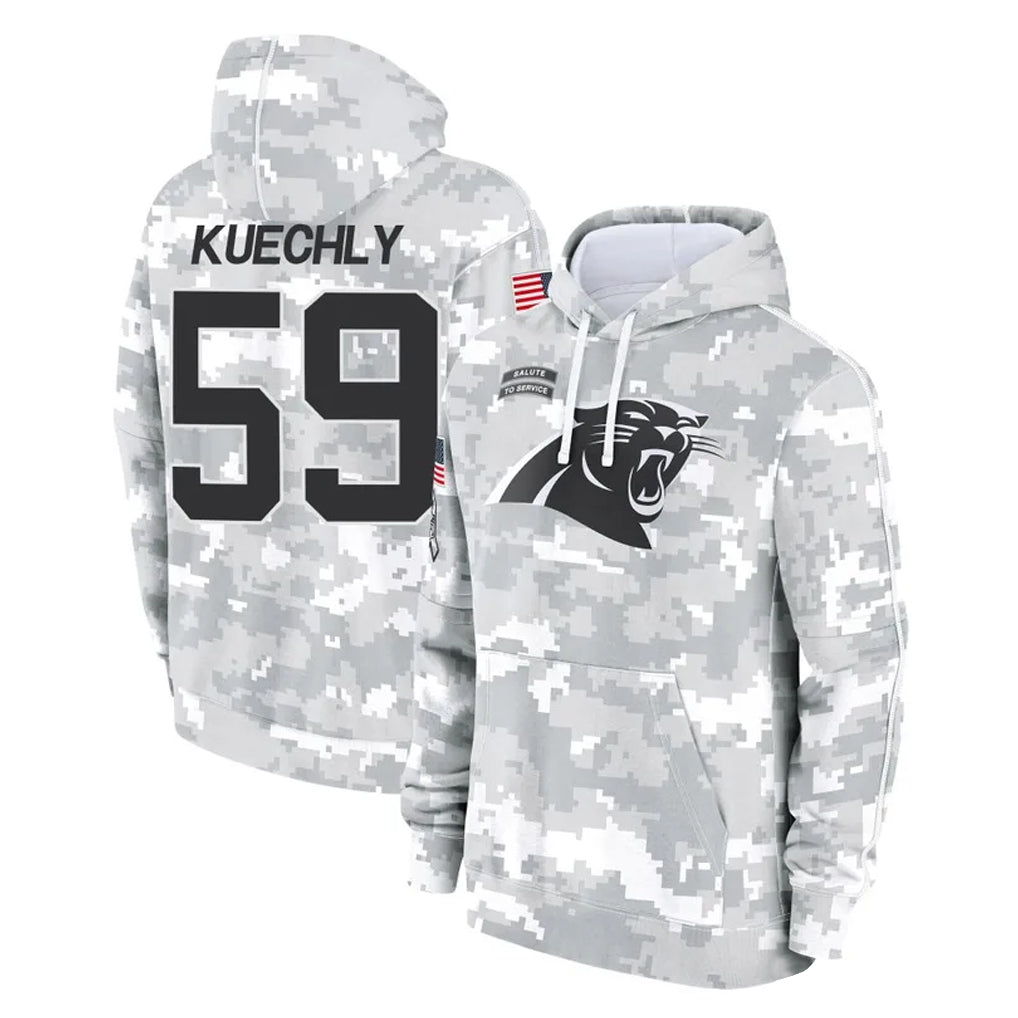 Rebec C.Panthers #59 Luke Kuechly Player Arctic Camo Salute to Service Pullover Hoodies Limited Game Stitched Jerseys