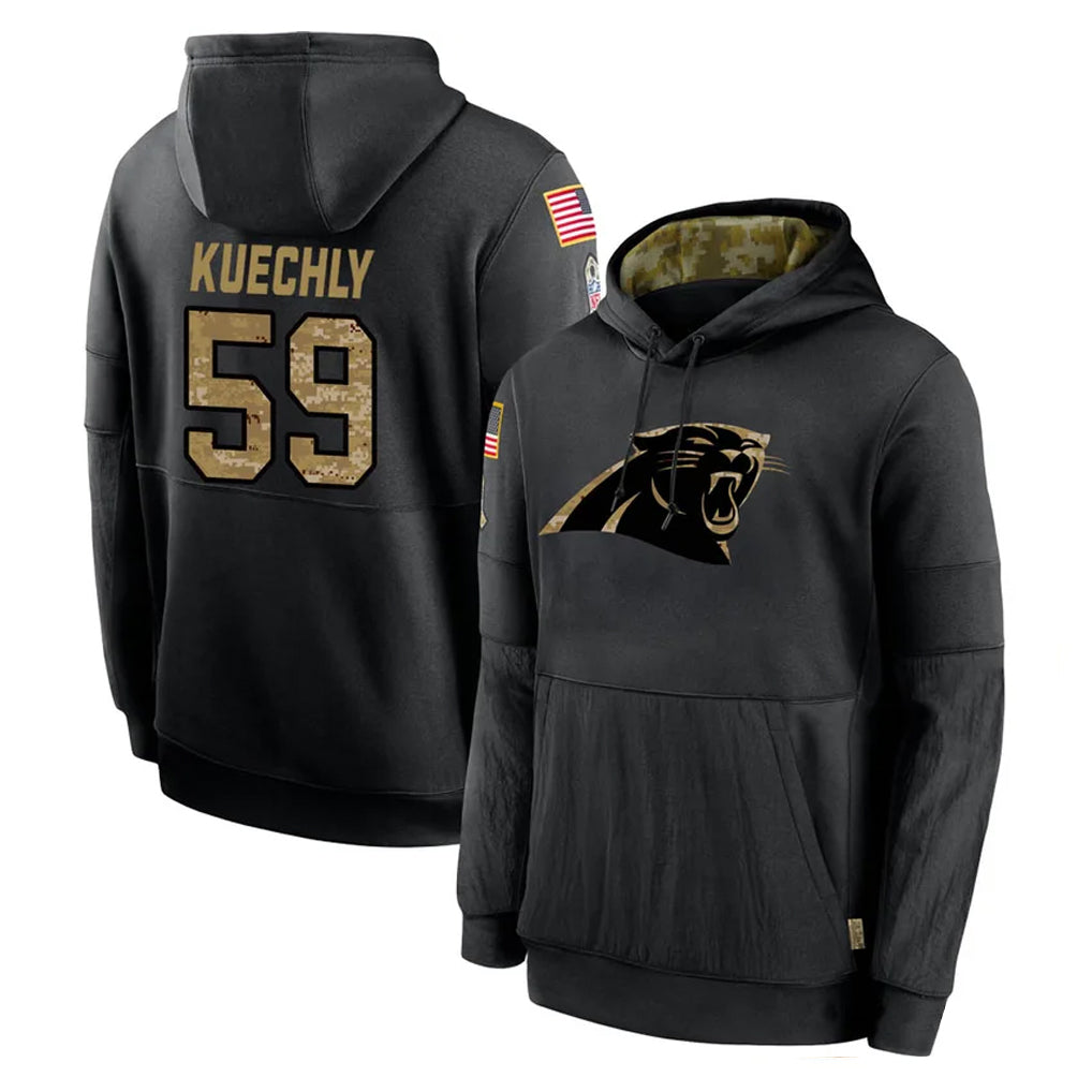 Rebec C.Panthers #59 Luke Kuechly Player Black Salute to Service Pullover Hoodies Limited Game Stitched Jerseys
