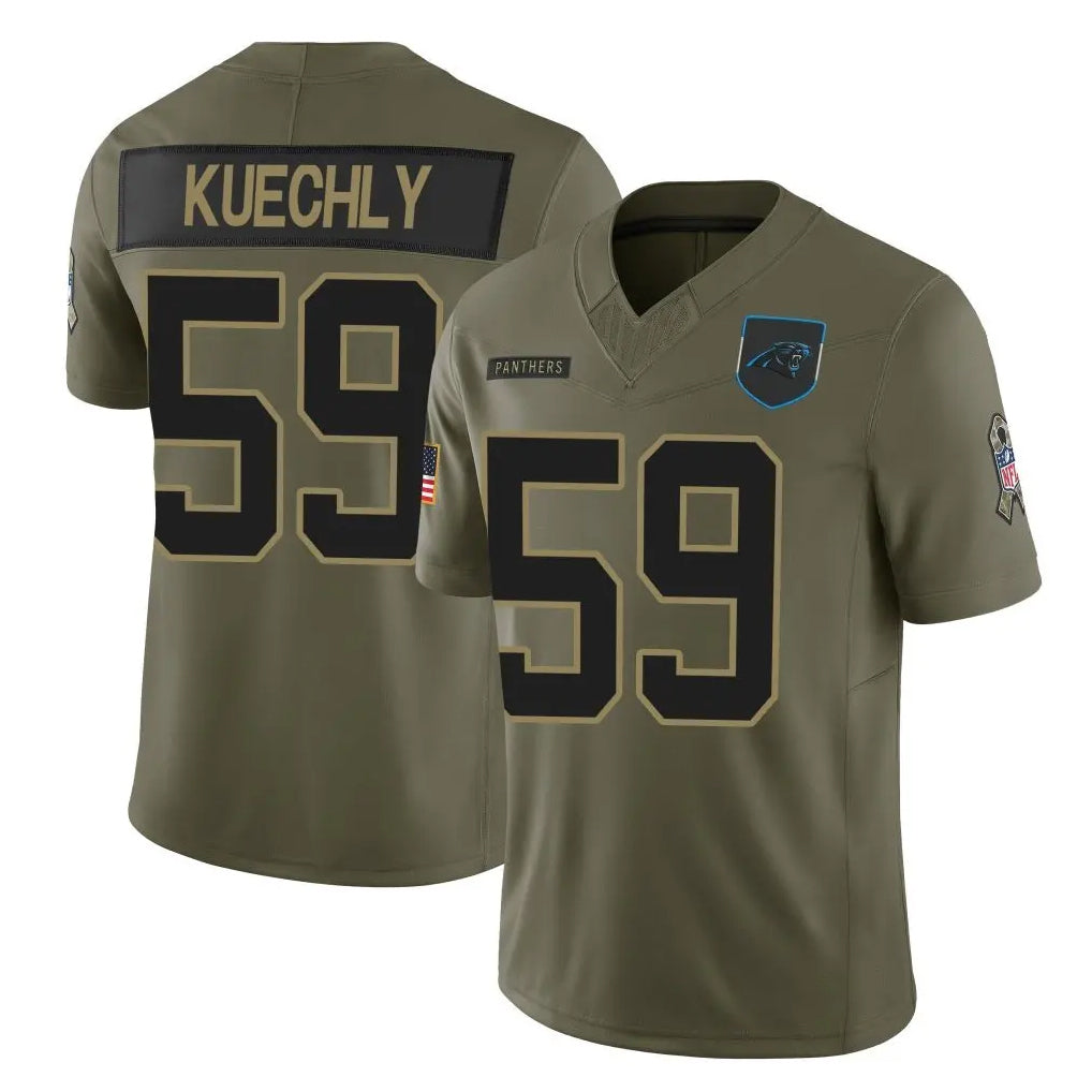 Rebec C.Panthers #59 Luke Kuechly Player Olive Salute to Service Limited Home Game Stitched Jerseys