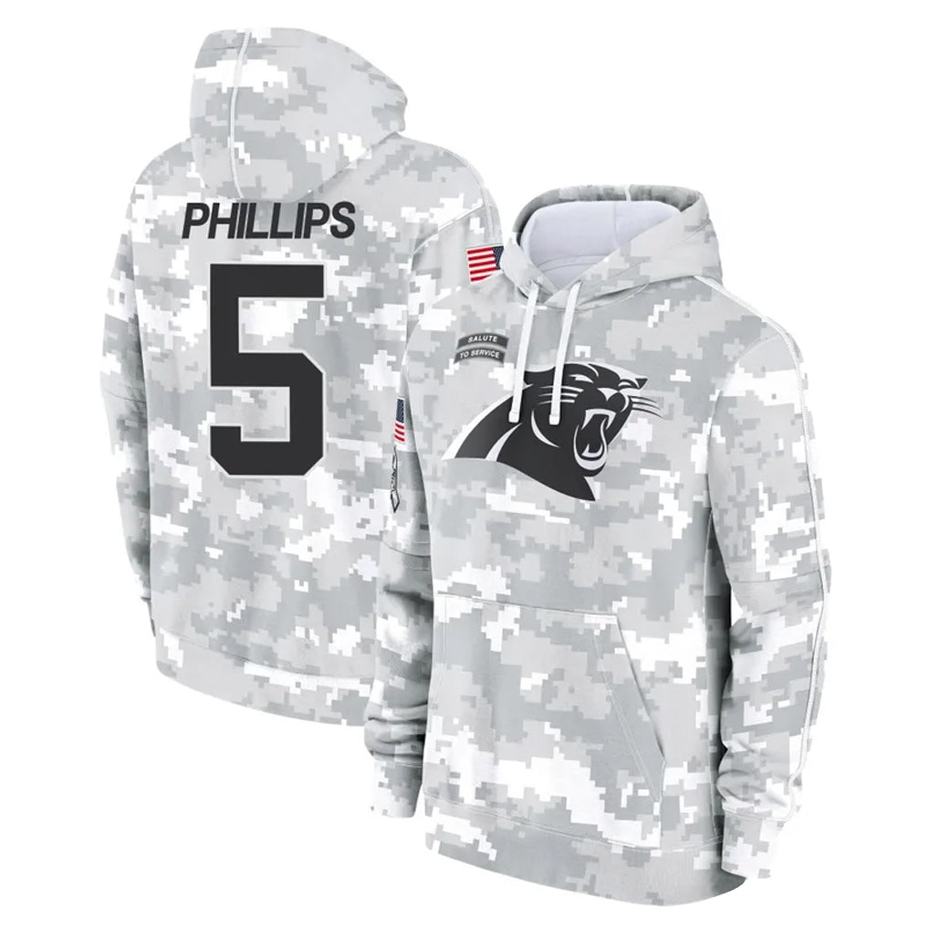Rebec C.Panthers #5 Jaelan Phillips Player Arctic Camo Salute to Service Pullover Hoodies Limited Game Stitched Jerseys