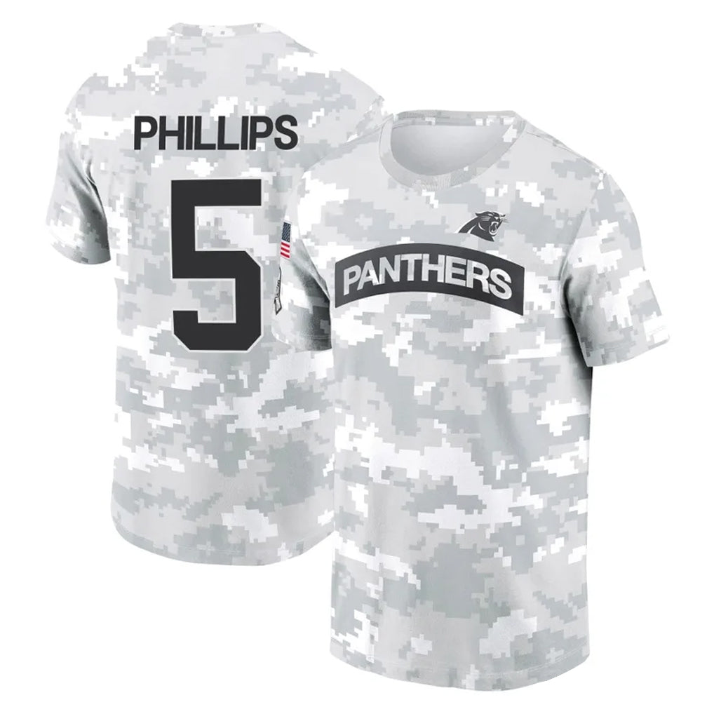 Rebec C.Panthers #5 Jaelan Phillips Player Arctic Camo Salute to Service T-Shirt Hoodies Stitched Jerseys