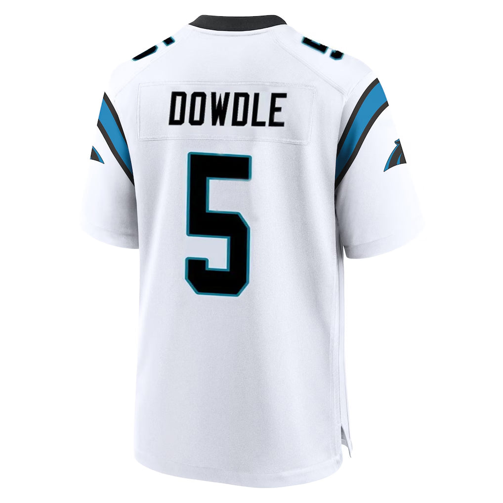 Rebec C.Panthers #5 Rico Dowdle Player White Home Game Stitched Jerseys