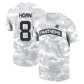 Rebec C.Panthers #8 Jaycee Horn Player Arctic Camo Salute to Service Hoodies & T-Shirts Stitched Jerseys