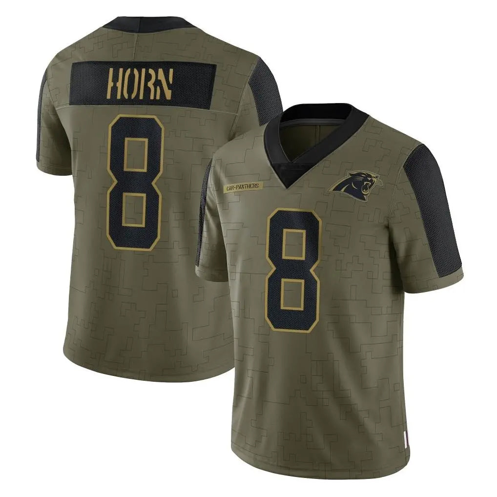 Rebec C.Panthers #8 Jaycee Horn Player Olive Salute to Service Limited Game Stitched Jerseys