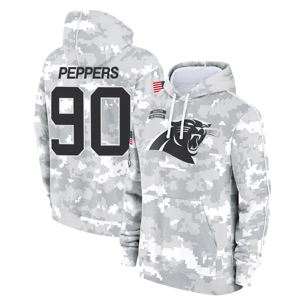 Rebec C.Panthers #90 Julius Peppers Player Arctic Camo Salute to Service Pullover Hoodies Limited Game Stitched Jerseys