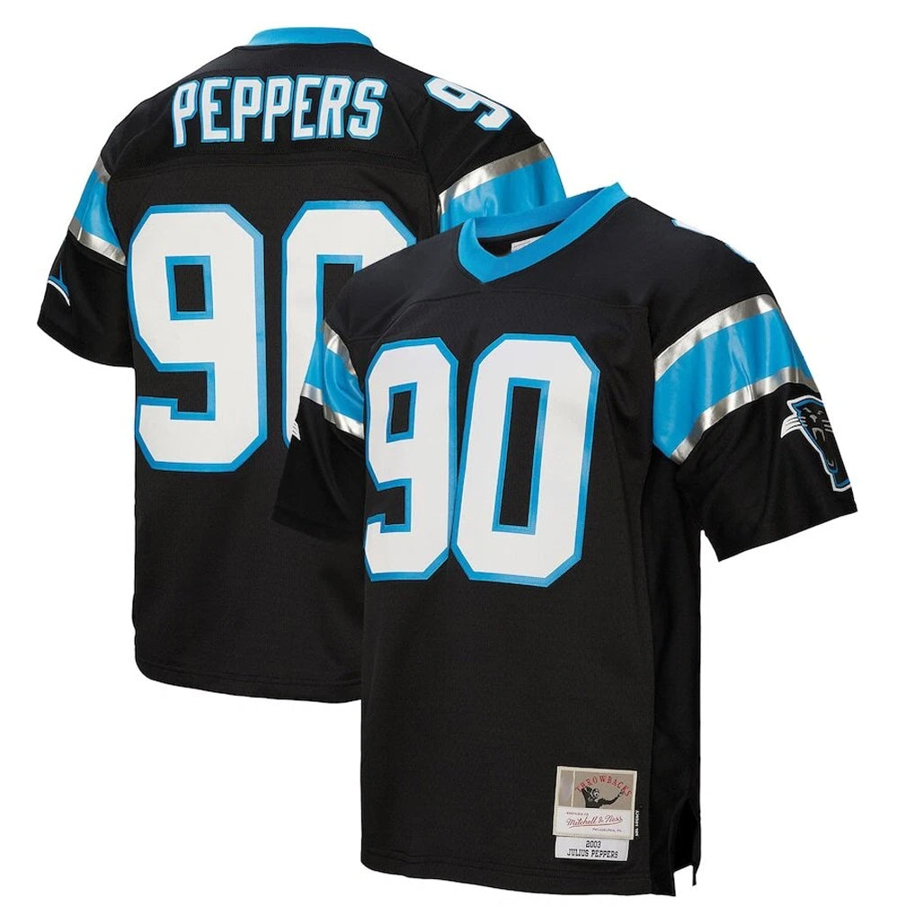 Rebec C.Panthers #90 Julius Peppers Player Black Mitchell & Ness Legacy Replica Stitched Jerseys