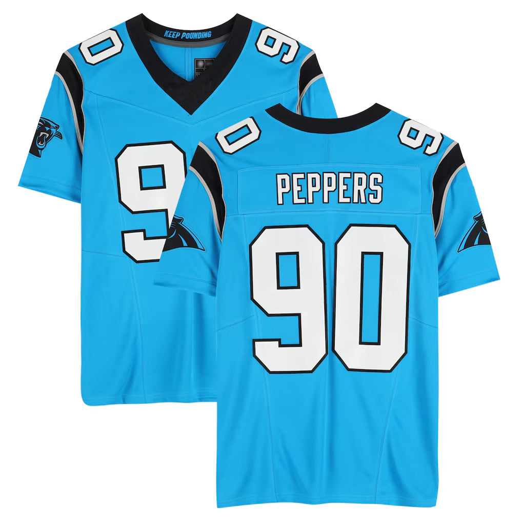 Rebec C.Panthers #90 Julius Peppers Player Blue Mitchell & Ness Legacy Replica Stitched Jerseys