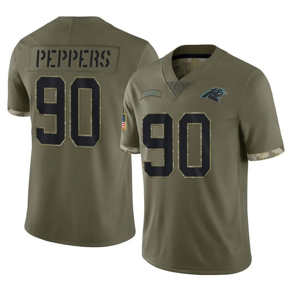 Rebec C.Panthers #90 Julius Peppers Player Olive Salute to Service Game Stitched Jerseys