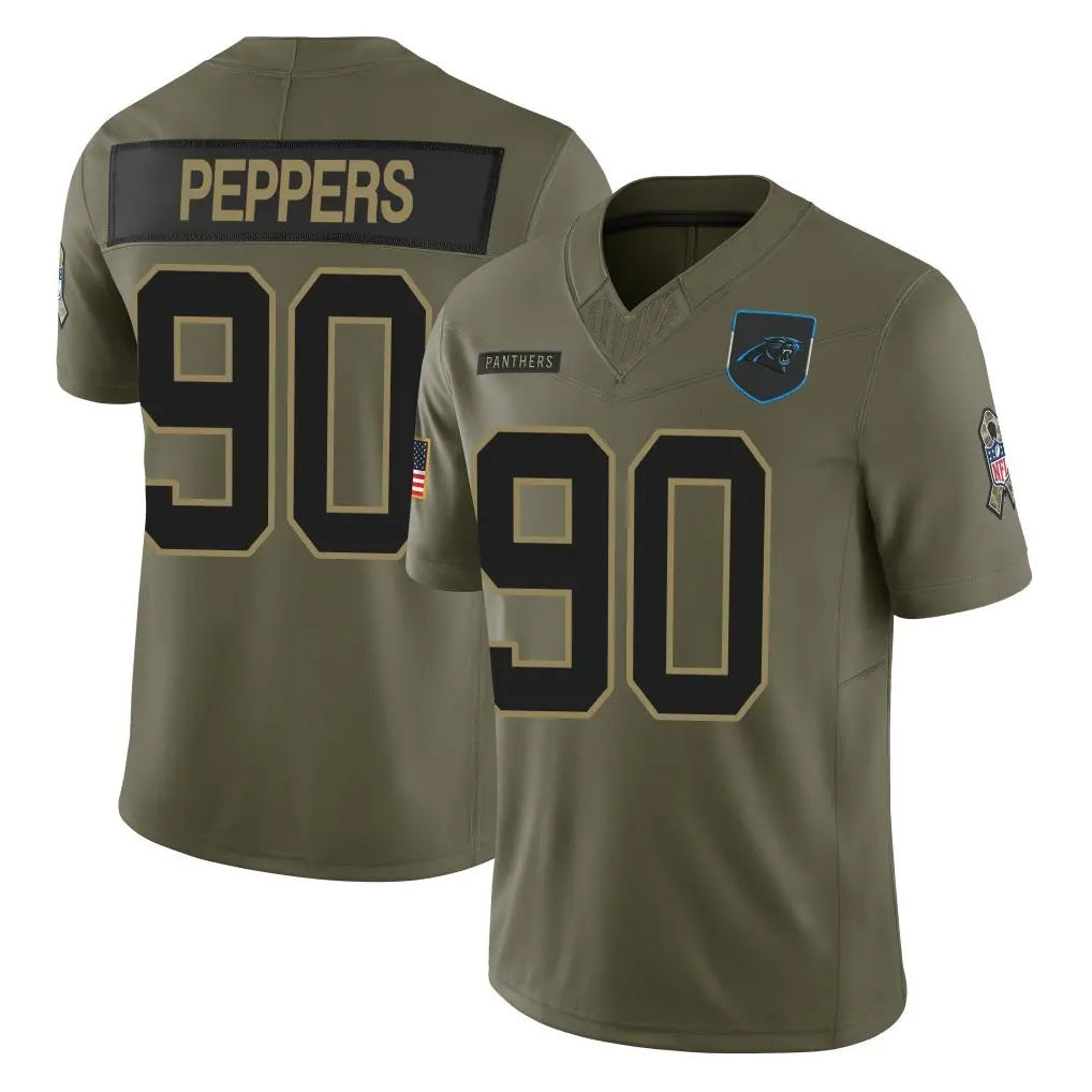 Rebec C.Panthers #90 Julius Peppers Player Olive Salute to Service Limited Home Game Stitched Jerseys