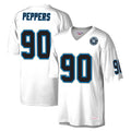 Rebec C.Panthers #90 Julius Peppers Player White Mitchell & Ness 2024 Hall of Fame Fashion Stitched Jerseys