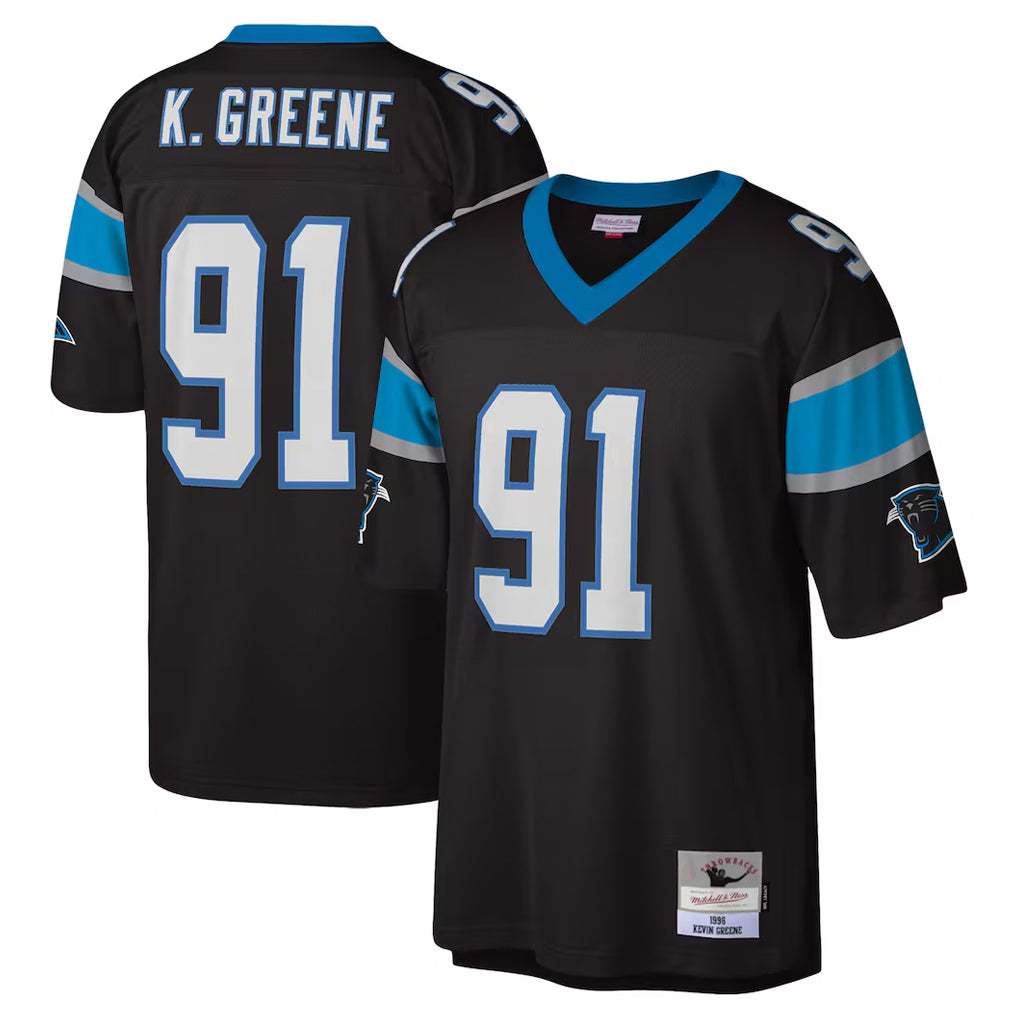 Rebec C.Panthers #91 Kevin Greene Player Black Mitchell & Ness Legacy Replica Stitched Jerseys