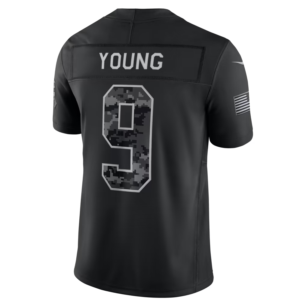 Rebec C.Panthers #9 Bryce Young Black 2026 Salute to Service Stitched Limited Jersey
