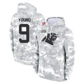 Rebec C.Panthers #9 Bryce Young Player Arctic Camo Salute to Service Pullover Hoodies Limited Game Stitched Jerseys