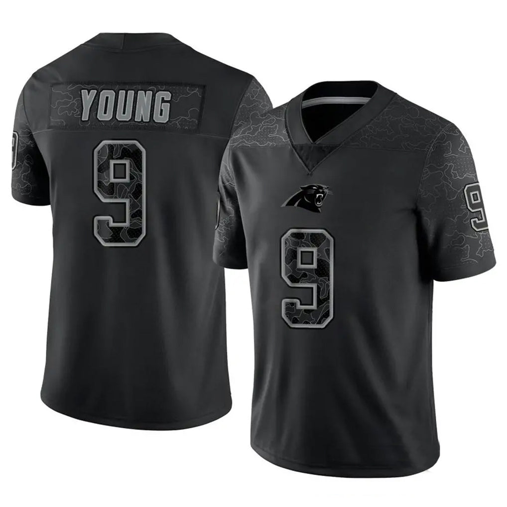 Rebec C.Panthers #9 Bryce Young Player Black REFLECTIVE Limited Game Stitched Jerseys