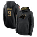 Rebec C.Panthers #9 Bryce Young Player Black Salute to Service Pullover Hoodies Limited Game Stitched Jerseys