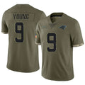 Rebec C.Panthers #9 Bryce Young Player Olive Salute To Service Limited Stitched Jerseys