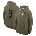 Rebec C.Panthers #9 Bryce Young Player Olive Salute to Service Hoodies Game Stitched Jerseys