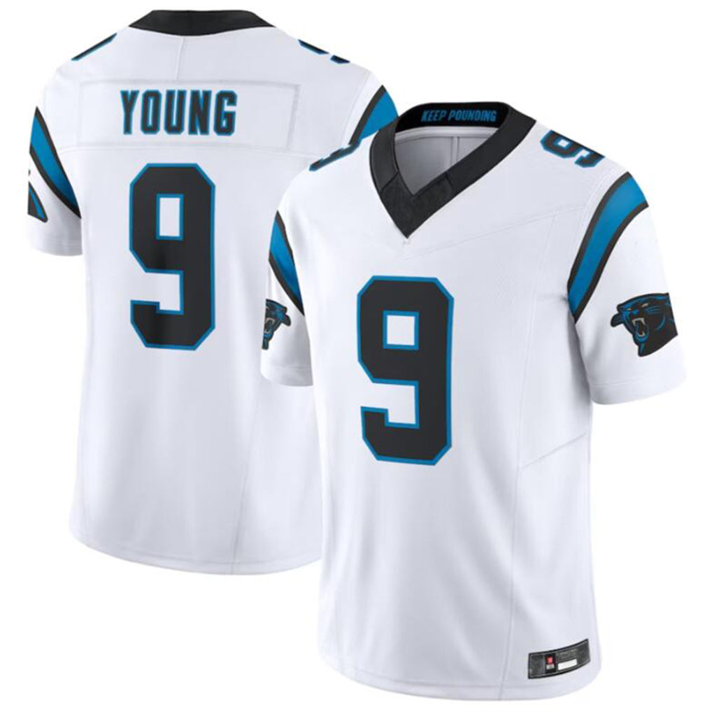 Rebec C.Panthers #9 Bryce Young White Vapor F.U.S.E. Limited Home Game Stitched Jerseys