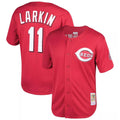 Rebec C.Reds #11 Barry Larkin Player Mitchell & Ness Red Throwback Cooperstown Mesh Game Stitched Jerseys