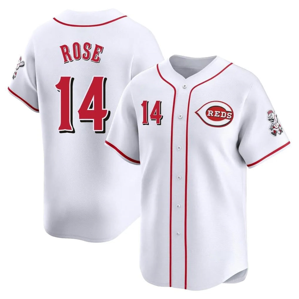 Rebec C.Reds #14 Pete Rose Player White Home Limited Stitched Jerseys