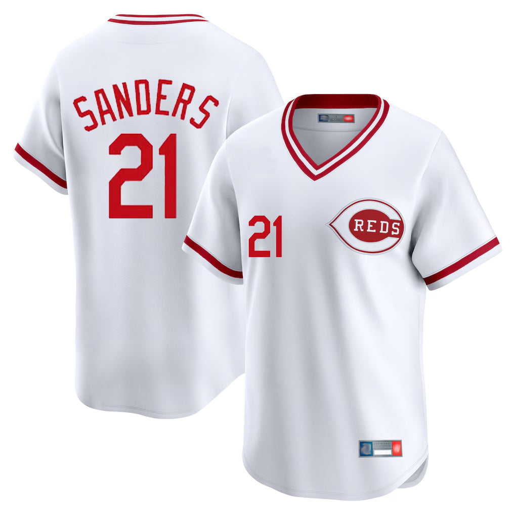 Rebec C.Reds #21 Hunter Greene Player White Cooperstown Collection Limited T-shirt Home Stitched Jerseys