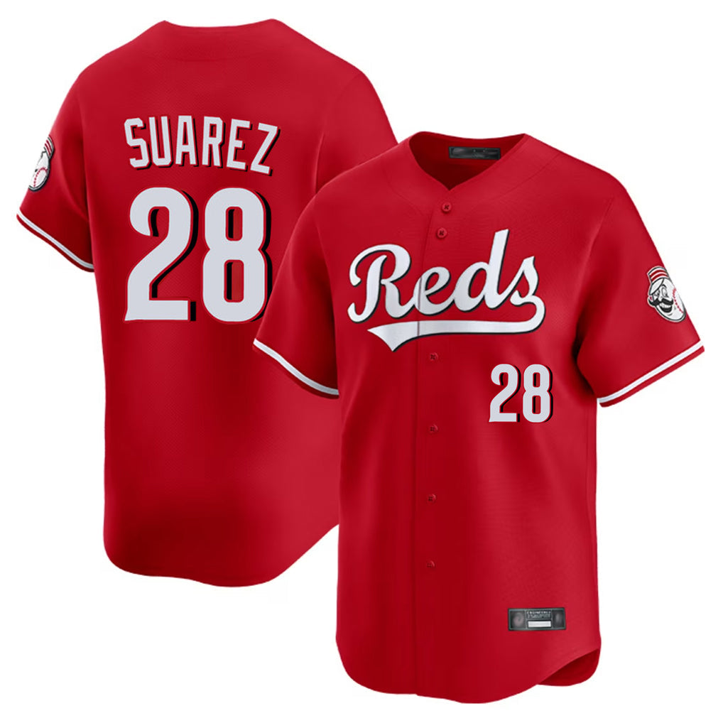 Rebec C.Reds #28 Eugenio Su¨¢rez Player Red Home Limited Stitched Jerseys