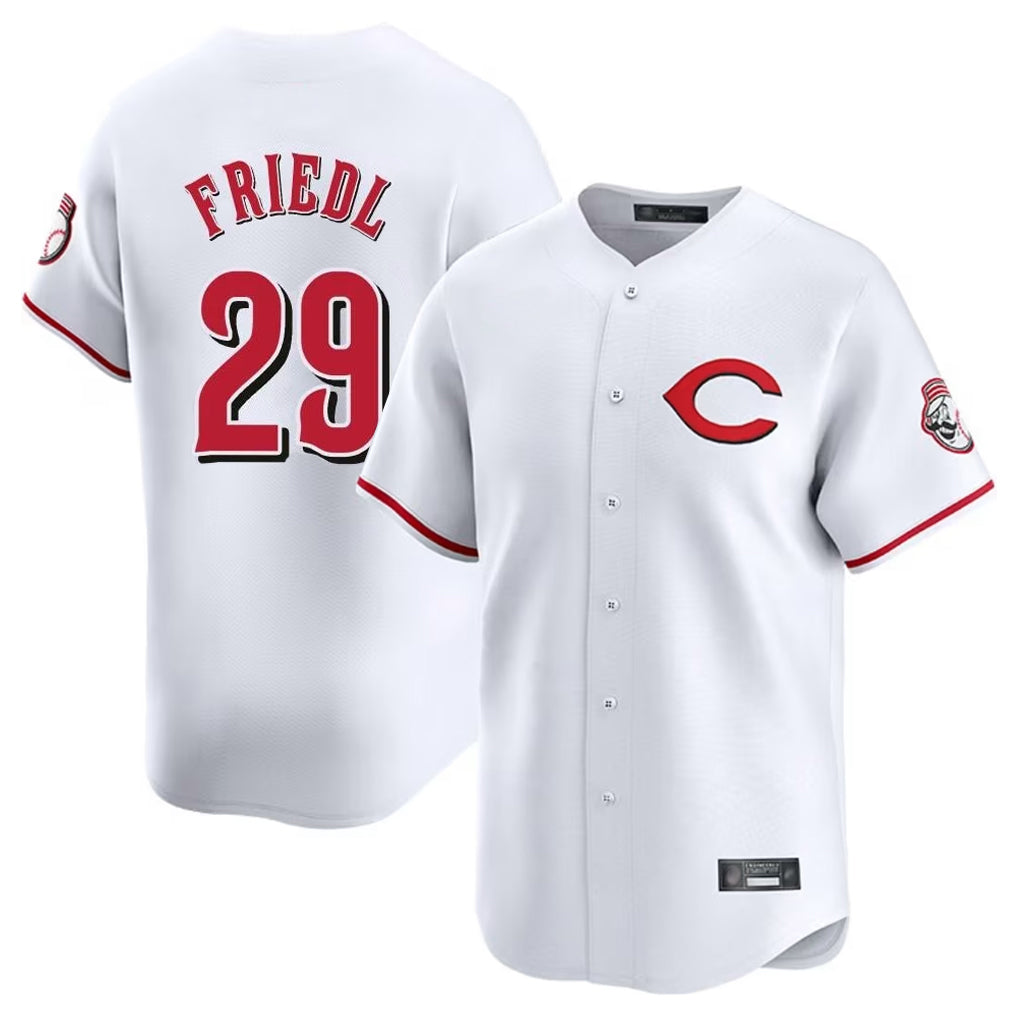 Rebec C.Reds #29 TJ Friedl Player White Limited Home Stitched Jerseys