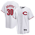 Rebec C.Reds #30 Ken Griffey Player White Home Game Stitched Jerseys