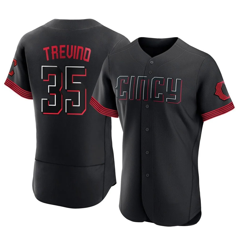 Rebec C.Reds #35 Jose Trevino Player Black City Connect Limited Elite Home Stitched Jerseys