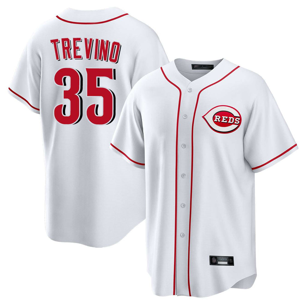 Rebec C.Reds #35 Jose Trevino Player White Game Home Stitched Jerseys