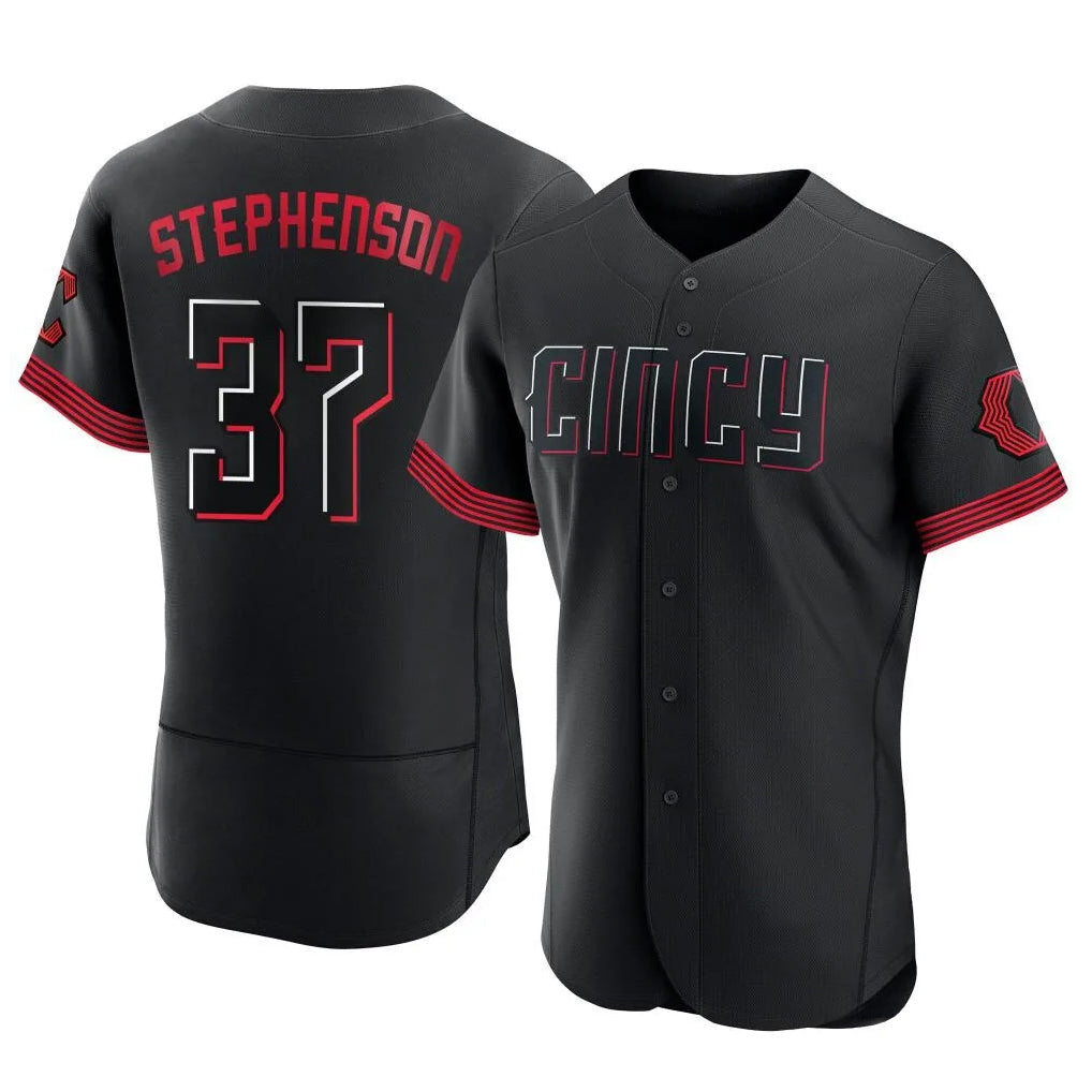 Rebec C.Reds #37 Tyler Stephenson Player Black City Connect Limited Elite Home Stitched Jerseys