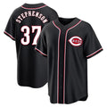 Rebec C.Reds #37 Tyler Stephenson Player Black Fashion Out Home Game Stitched Jerseys