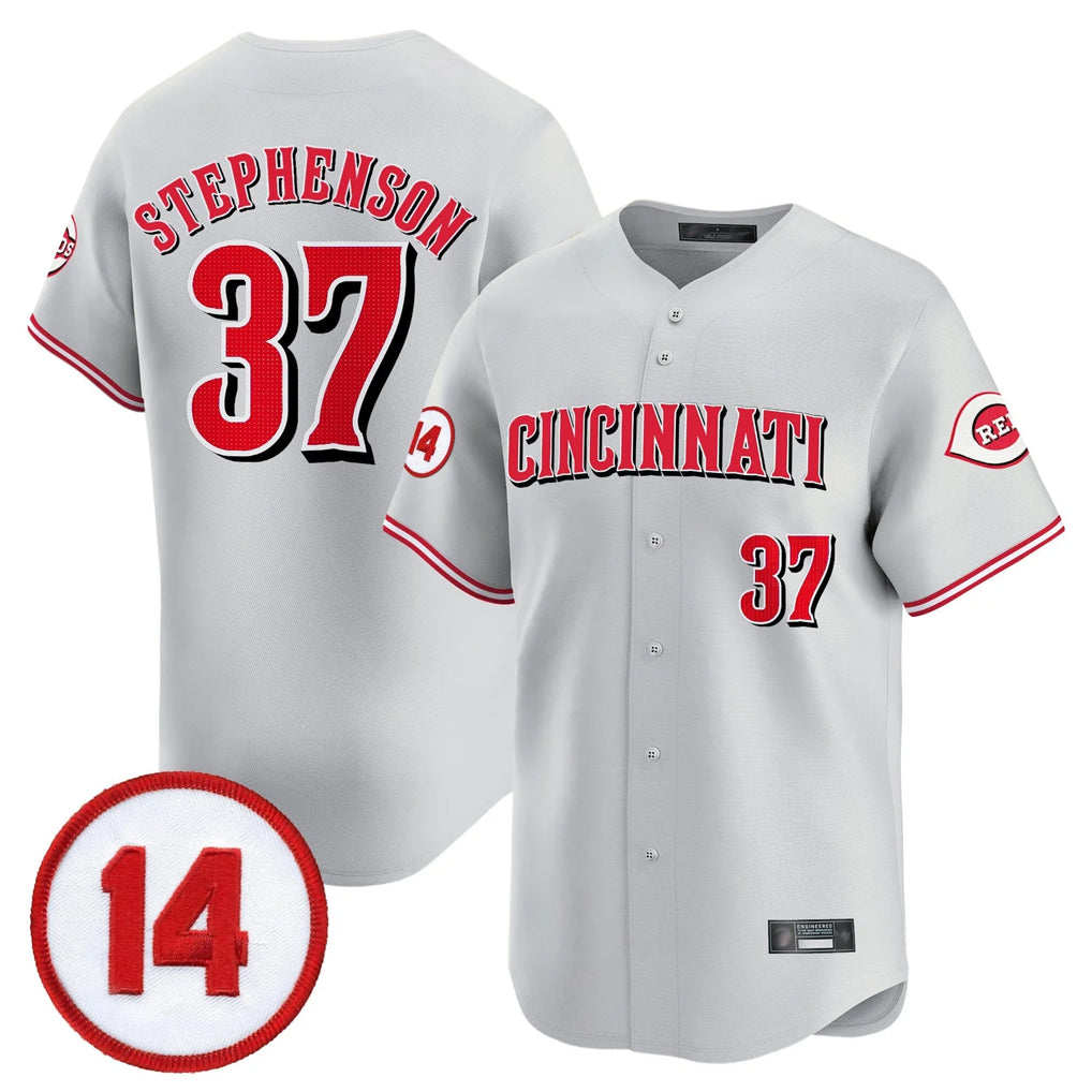 Rebec C.Reds #37 Tyler Stephenson Player Gray Vapor Premier Limited Home Stitched Jerseys