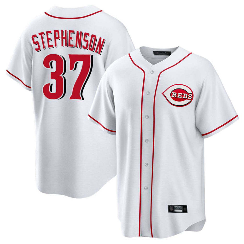 Rebec C.Reds #37 Tyler Stephenson Player White Game Home Stitched Jerseys