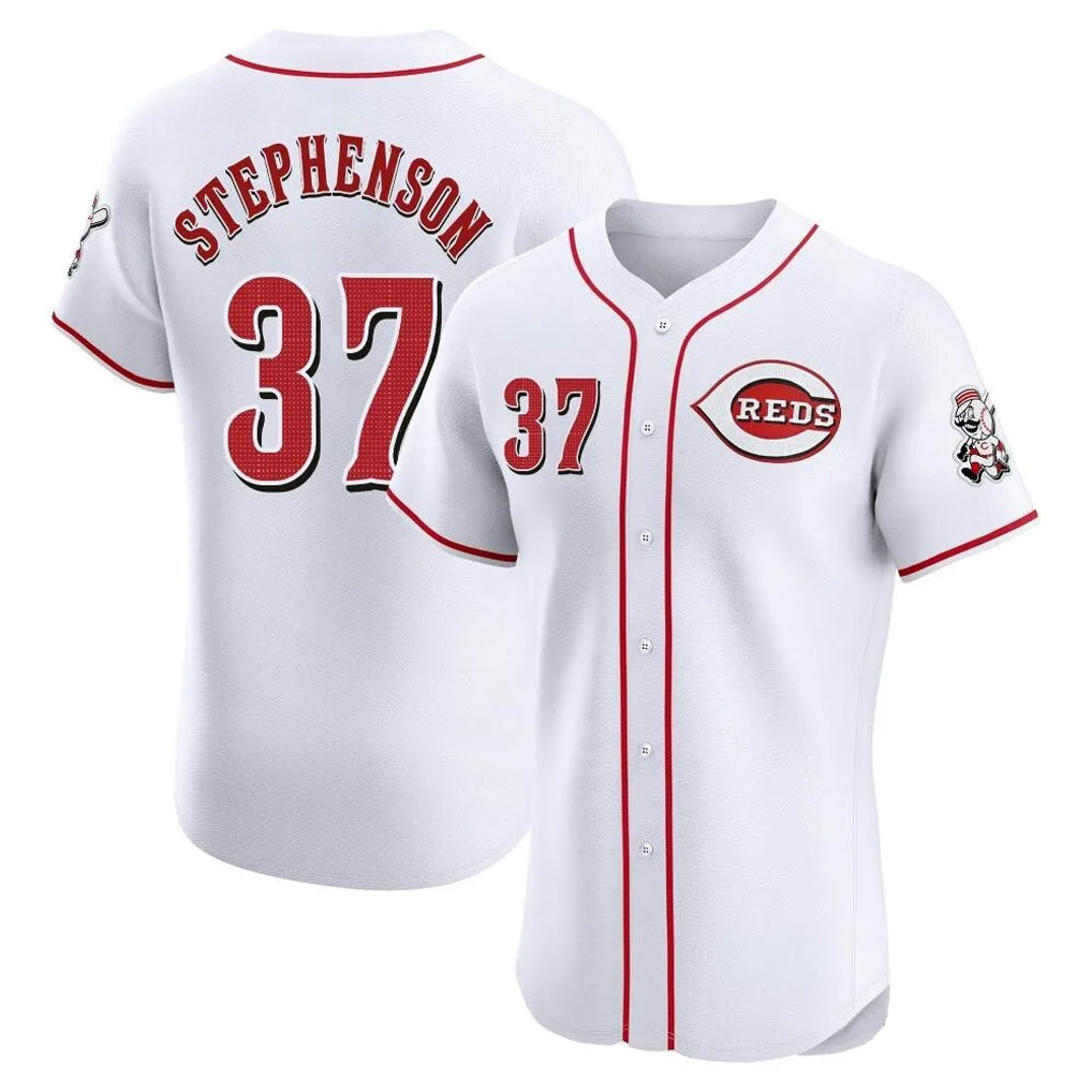 Rebec C.Reds #37 Tyler Stephenson Player White Limited Elite Home Stitched Jerseys