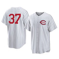 Rebec C.Reds #37 Tyler Stephenson Player White Stripe Field of Dreams Game Home Stitched Jerseys